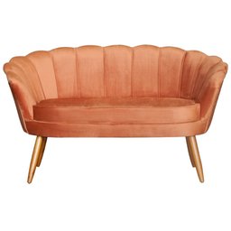 Namoradeira Estofada 2 Lugares Para Sala Comercial Pétala Veludo Terracota - DL Decor - 1