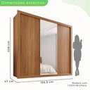 Ver imagem 5 de Guarda Roupa Casal 3 Portas com Espelho e 4 Gavetas Costa Rica
