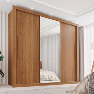Guarda Roupa Casal 3 Portas com Espelho e 4 Gavetas Costa Rica 