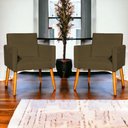 Ver imagem 3 de Kit 4 Poltronas para Recepção Nina Suede Cores Pé Palito 30cm Castanho - Suede