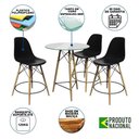 Ver imagem 6 de Conjunto Mesa Bistrô Eames Eiffel Vidro Com 3 Banquetas Pretas De Madeira - Cor: Preto