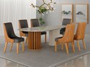 Ver imagem 7 de Conjunto Sala de Jantar Mesa Orgânica 200cm 6 Cadeiras Belle com Tampo Vidro Cinamomo/Off White/Sint
