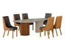 Ver imagem 1 de Conjunto Sala de Jantar Mesa Orgânica 200cm 6 Cadeiras Belle com Tampo Vidro Cinamomo/Off White/Sint