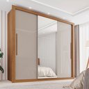 Ver imagem 1 de Guarda-Roupa Casal 3 Portas com Espelho Central 4 Gavetas Costa Rica Cinamomo/Off White