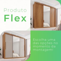 Guarda Roupa Casal 3 Portas com Espelho 4 Gavetas Costa Rica  - 8