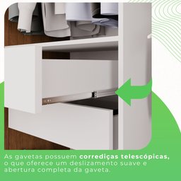 Guarda Roupa Casal 3 Portas com Espelho 4 Gavetas Costa Rica  - 11
