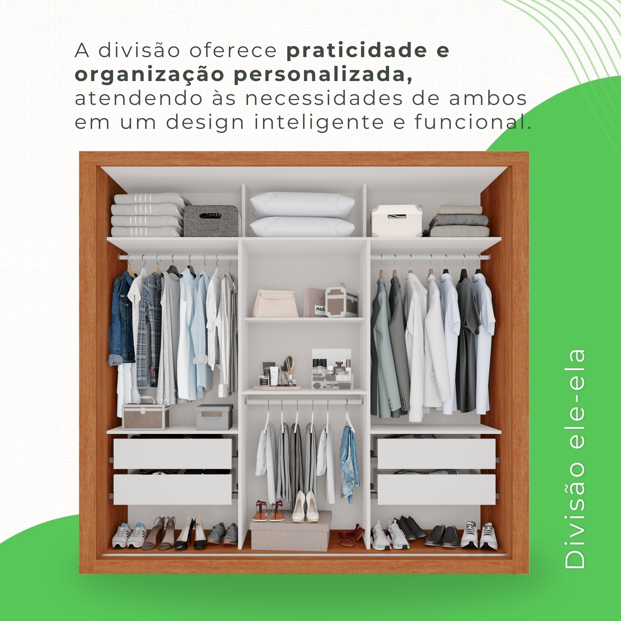 Guarda Roupa Casal 3 Portas Espelhado 4 Gavetas Costa Rica  - 7
