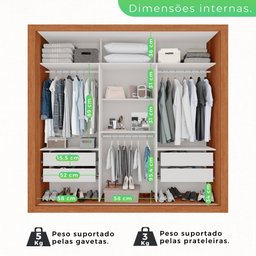 Guarda Roupa Casal 3 Portas Espelhado 4 Gavetas Costa Rica  - 5