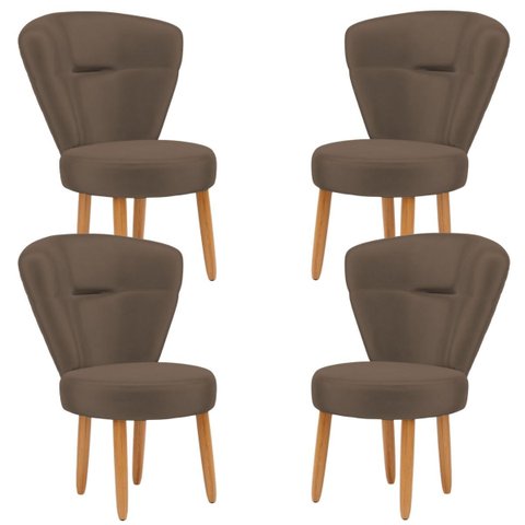 Jogo 4 Poltronas para Estúdio de Beleza Recepção Sala de Jantar Confortável Tecido Veludo