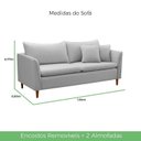 Ver imagem 3 de Sofá 2 Lugares Retrô 164cm Linho Kassia Cinza