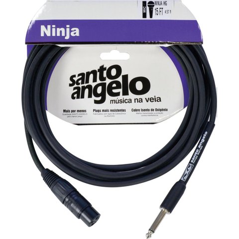 Cabo de Microfone Ninja Hg 0,20 Mm Conector P10/xlr Femea 15ft 4,57 Metros Preto