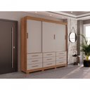 Ver imagem 6 de Guarda-roupa New Star 3 Portas 9 Gavetas 1,80 Salleto Cinamomo/off White