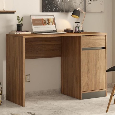 Escrivaninha Scala Nobre Moderno 1 Gaveta MDP 109cm Amendola Grafito Demóbile