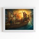 Ver imagem 1 de Jesus Cristo Barco Religioso Quadro Moldura Branca 60x40cm