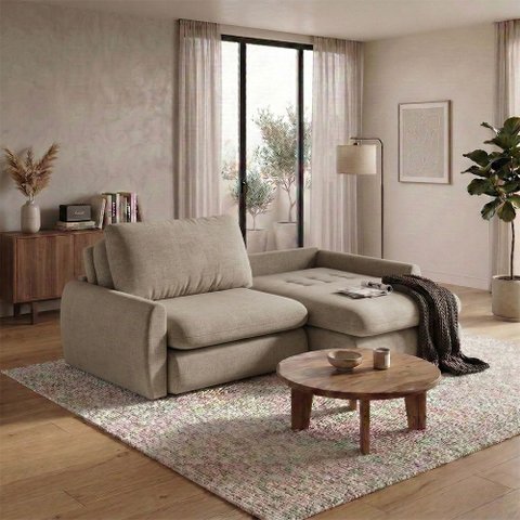 Sofá Retrátil Luka 2.30m 3 Lugares Pillow Top 18cm Molas Ensacadas Estilo Luxo Sala - Bege Escuro