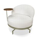 Ver imagem 1 de Poltrona Sala de Estar Base Giratória Dourada Aura Bouclê Off White S04 - D'rossi