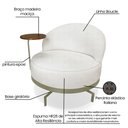 Ver imagem 3 de Poltrona Sala de Estar Base Giratória Dourada Aura Bouclê Off White S04 - D'rossi