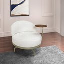 Ver imagem 2 de Poltrona Sala de Estar Base Giratória Dourada Aura Bouclê Off White S04 - D'rossi