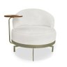 Poltrona Sala de Estar Base Giratória Dourada Aura Bouclê Off White S04 - D'rossi - 5
