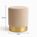 Ver imagem 3 de Puff com Rodapé Dourado Bege Veludo