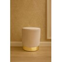 Ver imagem 1 de Puff com Rodapé Dourado Bege Veludo