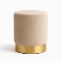 Ver imagem 2 de Puff com Rodapé Dourado Bege Veludo
