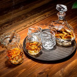 Garrafa Decanter Whisky Licor Conhaque Bourbon Design Norwich Conjunto com 6 Copos - 2