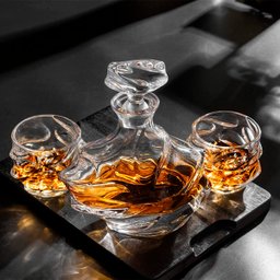 Garrafa Decanter Whisky Licor Conhaque Bourbon Design Norwich Conjunto com 6 Copos - 4