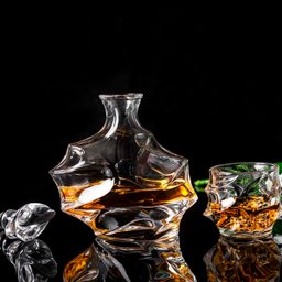 Garrafa Decanter Whisky Licor Conhaque Bourbon Design Norwich Conjunto com 6 Copos - 5