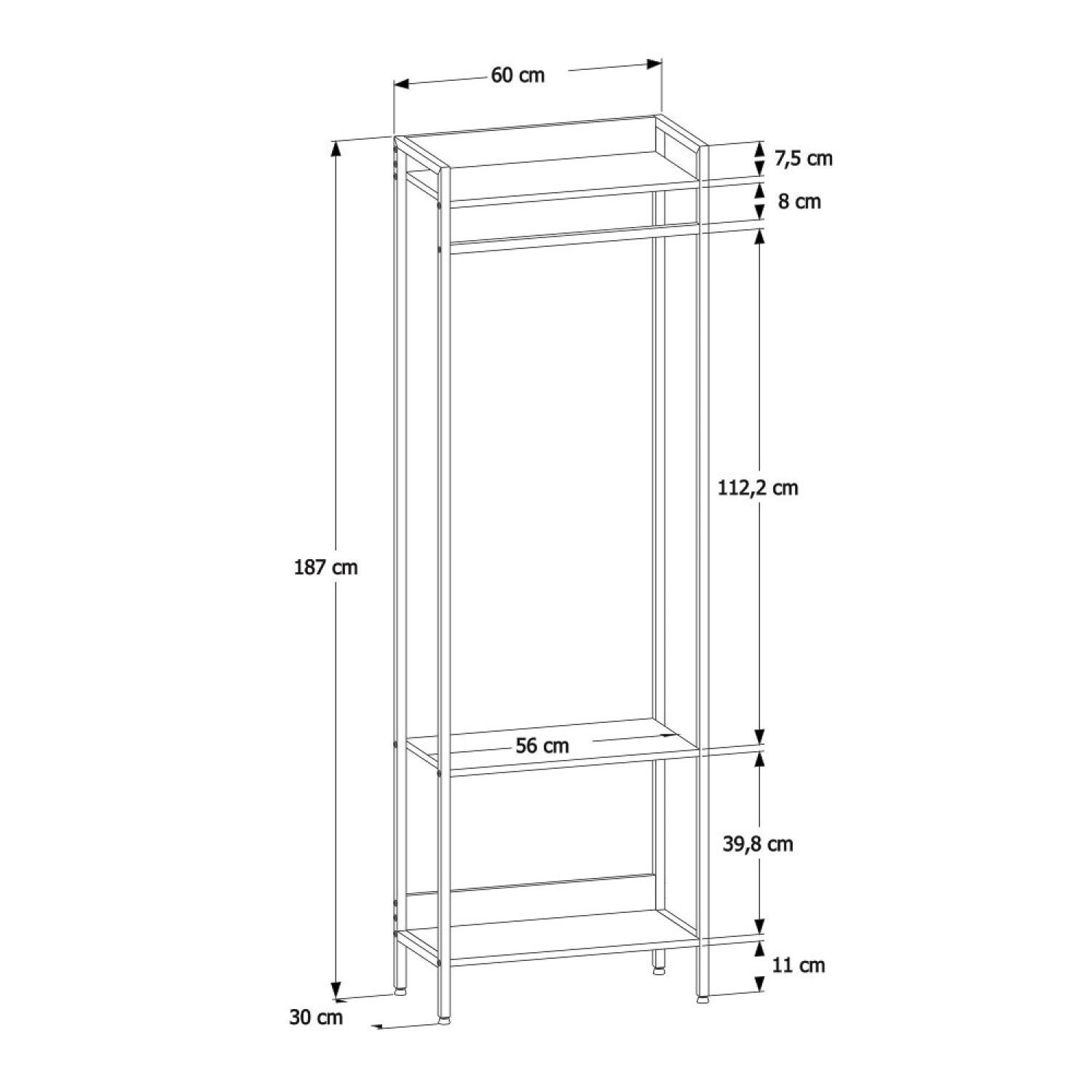Estante Closet Arara 187x60cm 3 Prateleiras Active Yescasa - 7