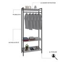 Ver imagem 5 de Estante Closet Arara 187x80cm 3 Prateleiras Active Yescasa Branco/Chess/Preto