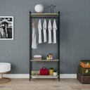 Ver imagem 2 de Estante Closet Arara 187x80cm 3 Prateleiras Active Yescasa Marrom/Carvalho/Preto