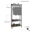 Ver imagem 5 de Estante Closet Arara 187x80cm 3 Prateleiras Active Yescasa Marrom/Carvalho/Preto