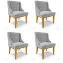 Ver imagem 1 de Kit 4 Cadeiras Estofadas para Sala de Jantar Base Fixa de Madeira Castanho Lia Suede Cinza - Ibiza