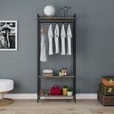 Ver imagem 2 de Estante Closet Arara 187x80cm 3 Prateleiras Active Yescasa Marrom/Carvalho Dark/Preto