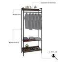 Ver imagem 5 de Estante Closet Arara 187x80cm 3 Prateleiras Active Yescasa Marrom/Nogal/Preto