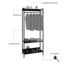 Ver imagem 5 de Estante Closet Arara 187x80cm 3 Prateleiras Active Yescasa Preto/Ônix