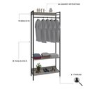 Ver imagem 5 de Estante Closet Arara 187x80cm 3 Prateleiras Active Yescasa Branco/Snow/Preto