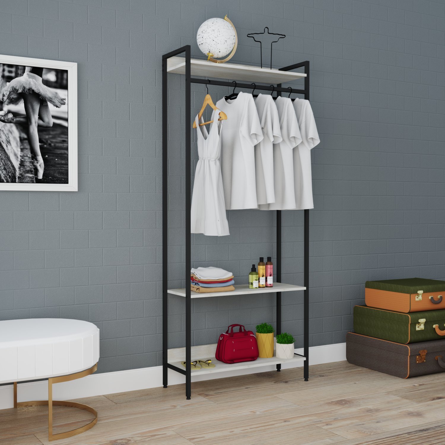 Estante Closet Arara 187x80cm 3 Prateleiras Active Yescasa - 1