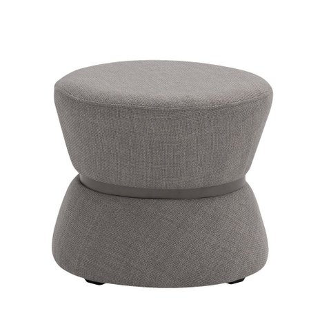 Puff Decorativo Redondo Zoy 45cm Cinto em Aço Titânio Linho Cinza - Nexta Casa