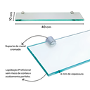 Ver imagem 2 de Kit 6 Prateleiras em Vidro Incolor 6mm 10x40cm - Cozinha, Banheiro, Lavanderia, Sala