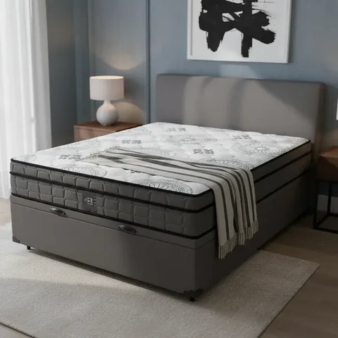 Cama Box Baú com Colchão Espuma D33 Pillow In Anjos Ortosleep Viúva 128cm