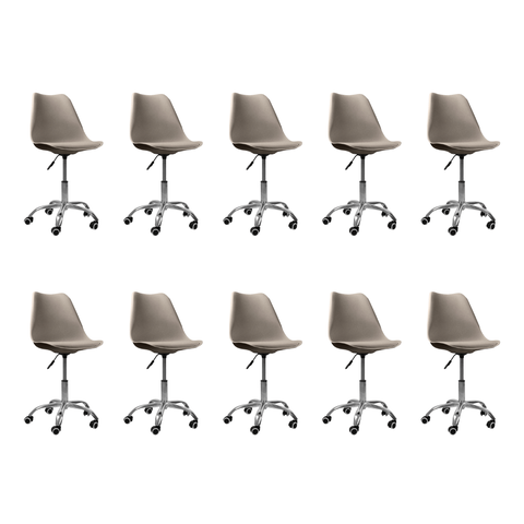 Cadeira Office Base Cromada Oficial com Rodízio Giratória Saarinen - Bege - 10