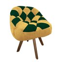 Ver imagem 2 de Poltrona Paloma Escritório Sala Giratória Madeira Suede Mostarda e Suede Verde - Dominic Decor