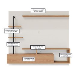Painel para Tv Home Suspenso Ambiente Maragogi Off White Freijó – Colibri - 4
