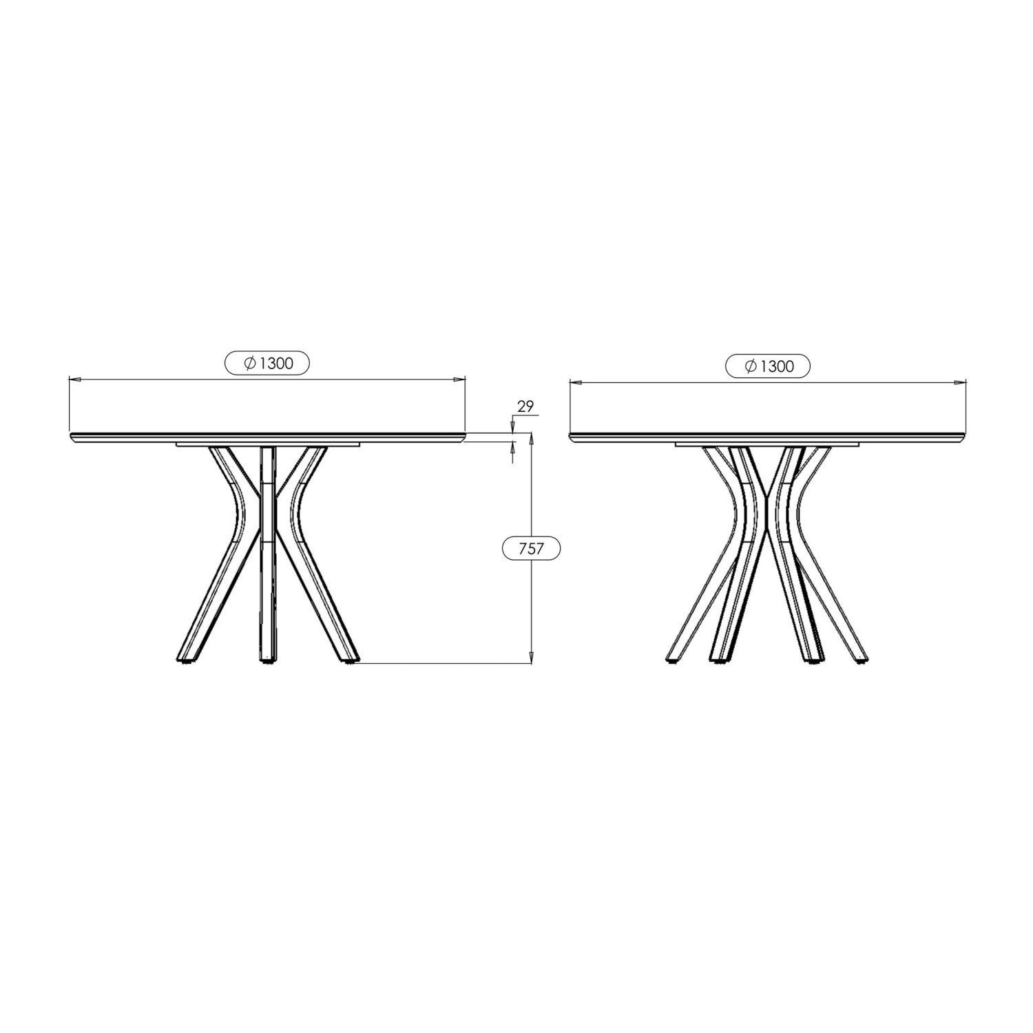 Mesa para Sala de Jantar Redonda 130x130cm Vegas  - 3