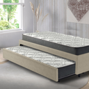 Ver imagem 3 de Bicama Box  Solteiro Courino Linho Bege 88x188 Com Dois Colchões Adapto Molas Ensacadas Ecoflex