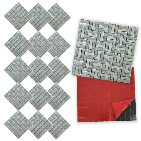 Pastilha de Vidro Kit 15 Uni Adesiva Parede Sala Cozinha Banheiro Facil Aplicacao Decorativa Moderna