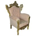 Ver imagem 4 de Kit Par de 2 Poltronas Clássica Rosa com Detalhes Dourado - 126x100x53cm