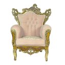 Ver imagem 2 de Kit Par de 2 Poltronas Clássica Rosa com Detalhes Dourado - 126x100x53cm